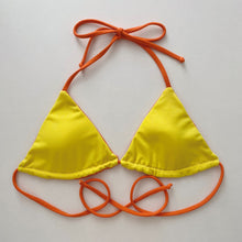 Load image into Gallery viewer, Orange Reversible Triangle Bikini Top
